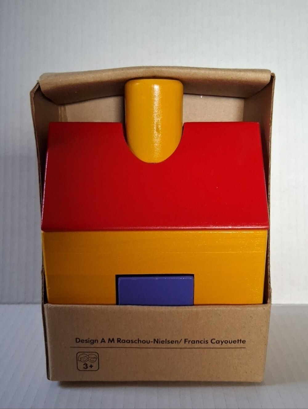 Vintage Ikea Mula Wood Block Puzzle Toy House Painted Primary Color Stacking New